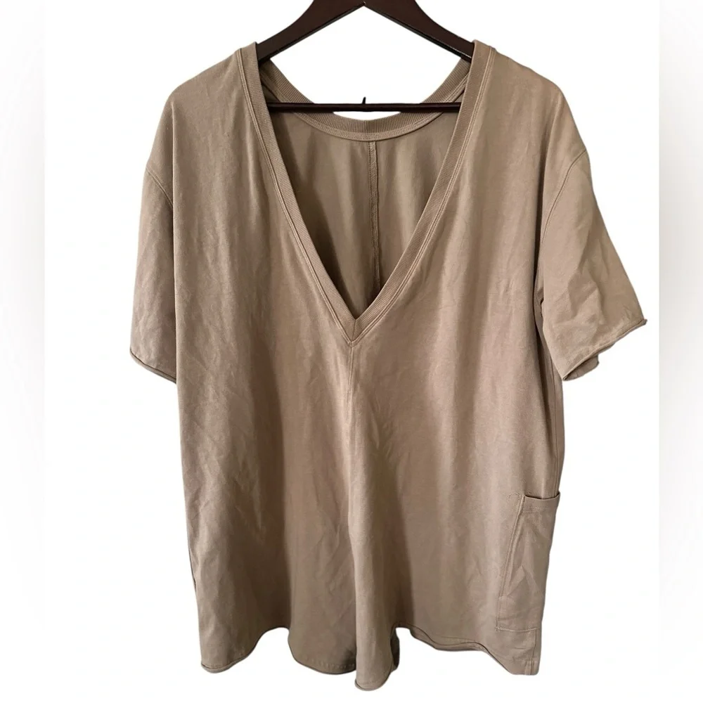 NWT Free People Movement Hot Shot Tee Romper Mocha Latte Tan Oversized Sz S